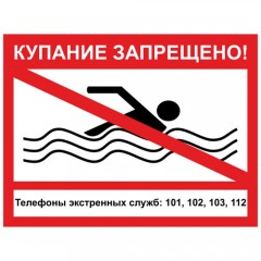 Знак V41 (плакат) «Купаться запрещено»